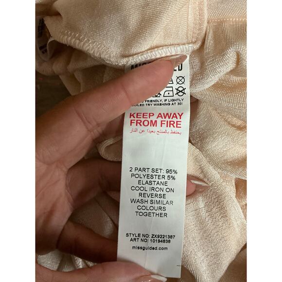 Missguided Acetate Slinky Long Sleeve Two-Piece Set Light Pink Size 8 - Picture 6 of 6